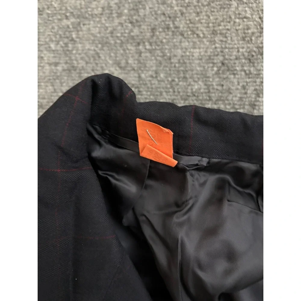 Hickey Freeman Loro Piana Wool Blazer Navy Blue Windowpane Sport Coat Mens